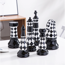Load image into Gallery viewer, Checkered Ceramic Chess Pieces