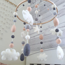 Load image into Gallery viewer, Briar Rose Cloud & Raindrop Baby Mobile