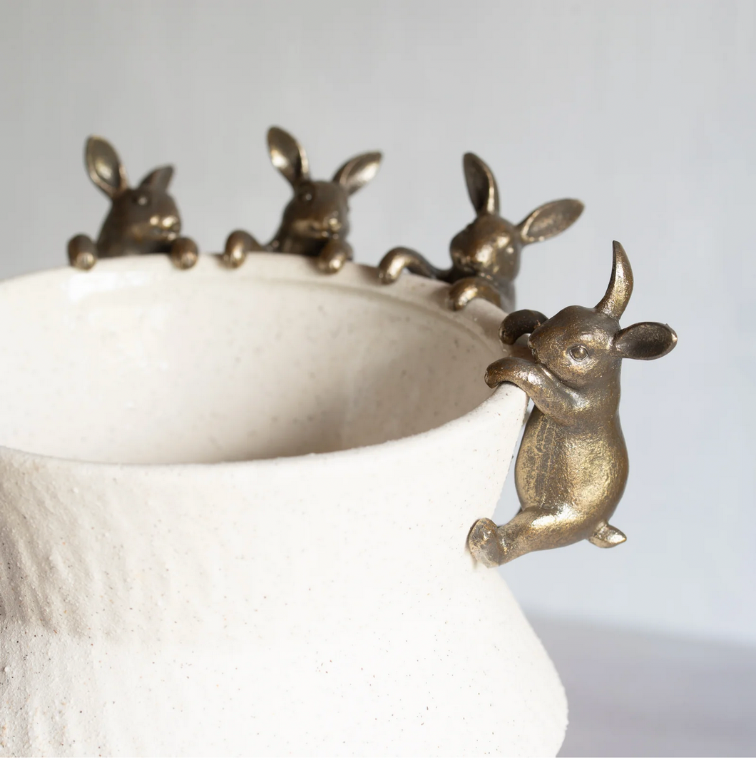Little Hanging Rabbits - Antique Gold
