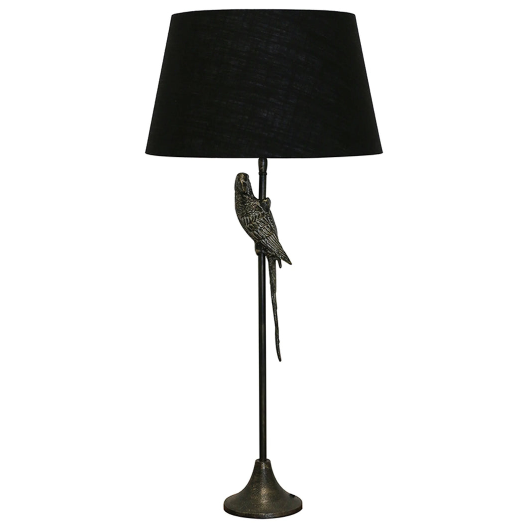 Raj Parrot Lamp in Old Dark Brass