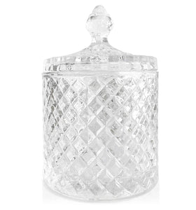 Geo Vintage Cut Glass Jar with Lid