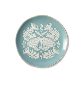 New Zealand Designed Moth on Blue Stoneware Plate