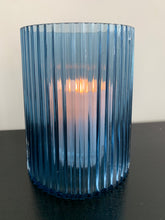 Load image into Gallery viewer, Blue Fluted Glass Candle Holder
