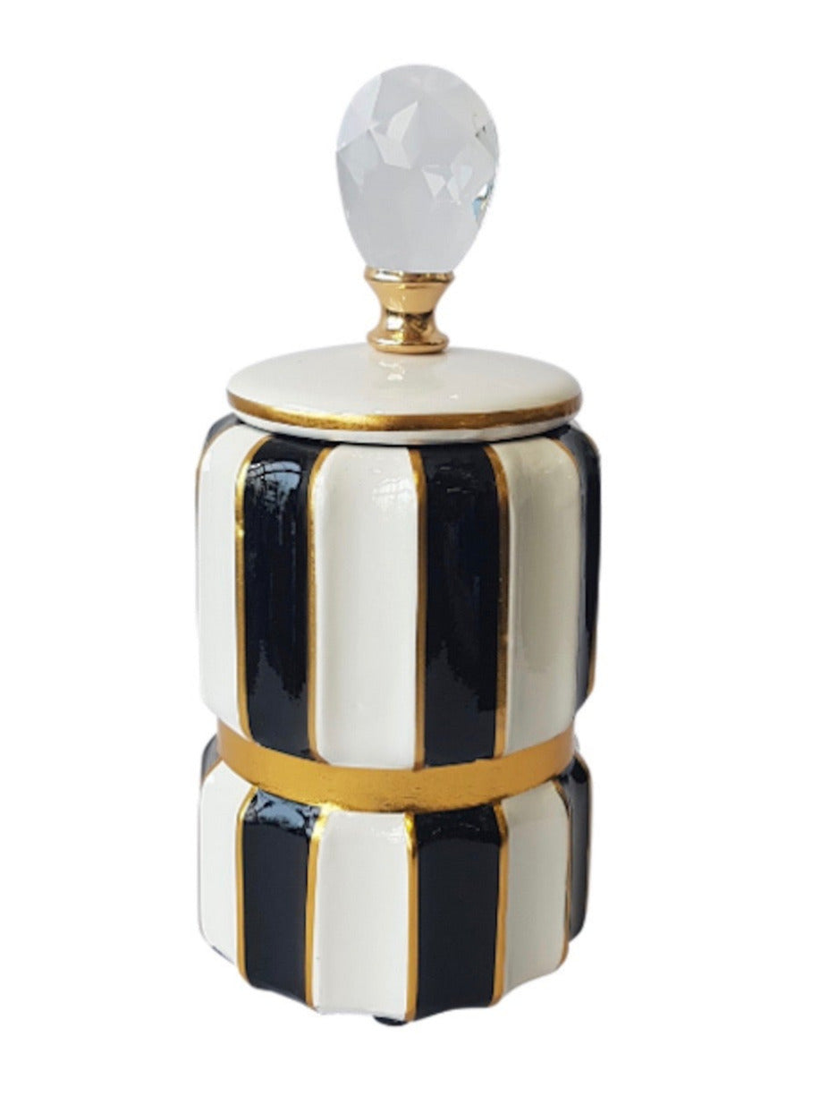 Luxe Striped Vase with Lid