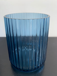 Blue Fluted Glass Candle Holder