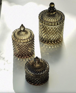 Decorative Smoke Glass Vanity Jars