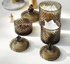 Decorative Smoke Glass Vanity Jars